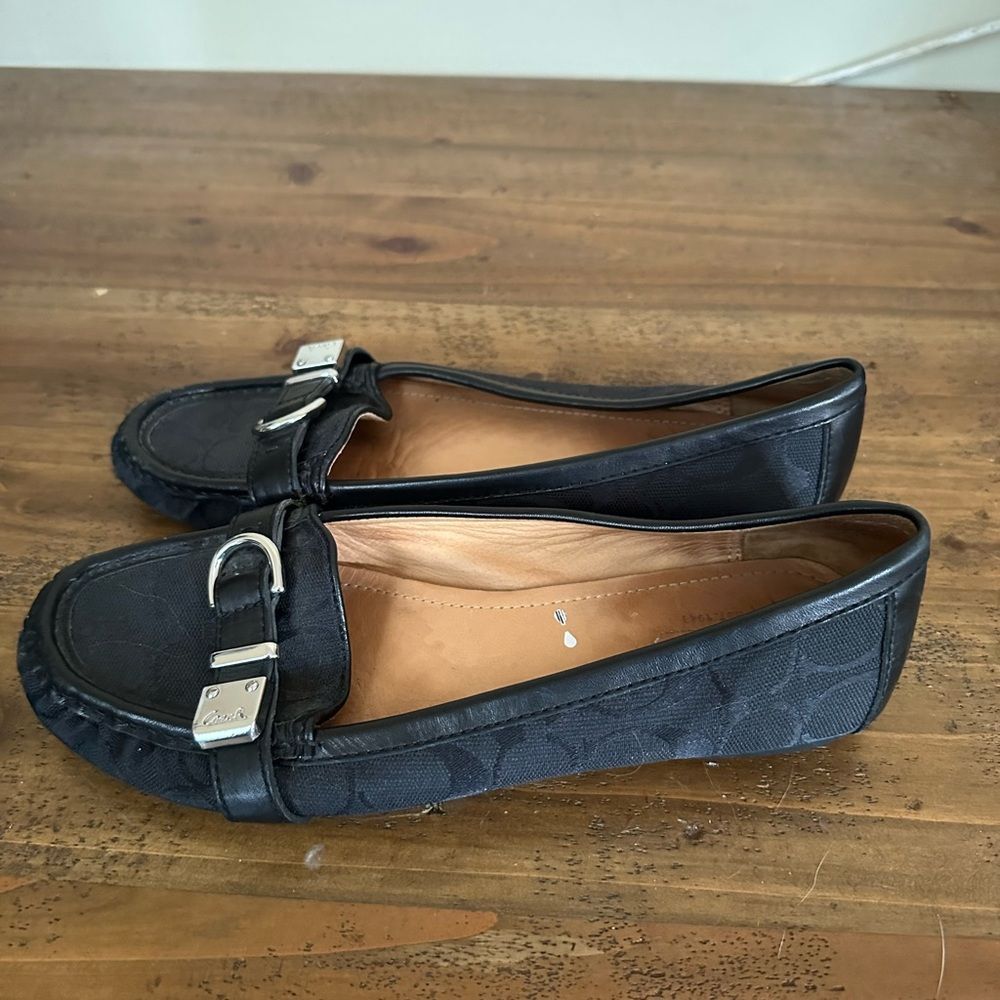 Coach Black Signature Womens Slip On Loafers Felisha Flats 8